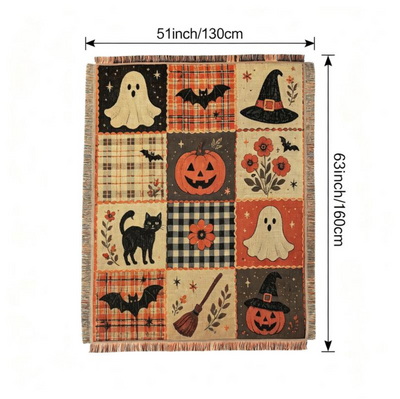 Halloween Patchwork Style Woven Blanket