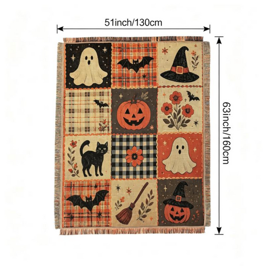 Halloween Patchwork Style Woven Blanket